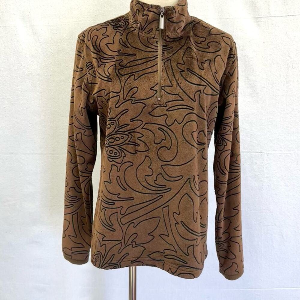 Wooly Bully Wear Colorado brown 1/4 zip velvet fleece pullover‎ Size Medium